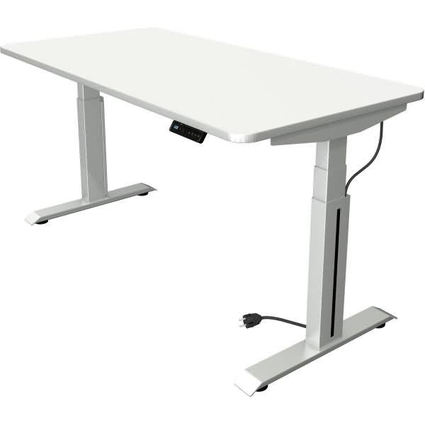 Sitz-/Stehtisch Move professional elektr. höhenverstellbar BxTxH 160x80x64-129cm silber/weiß