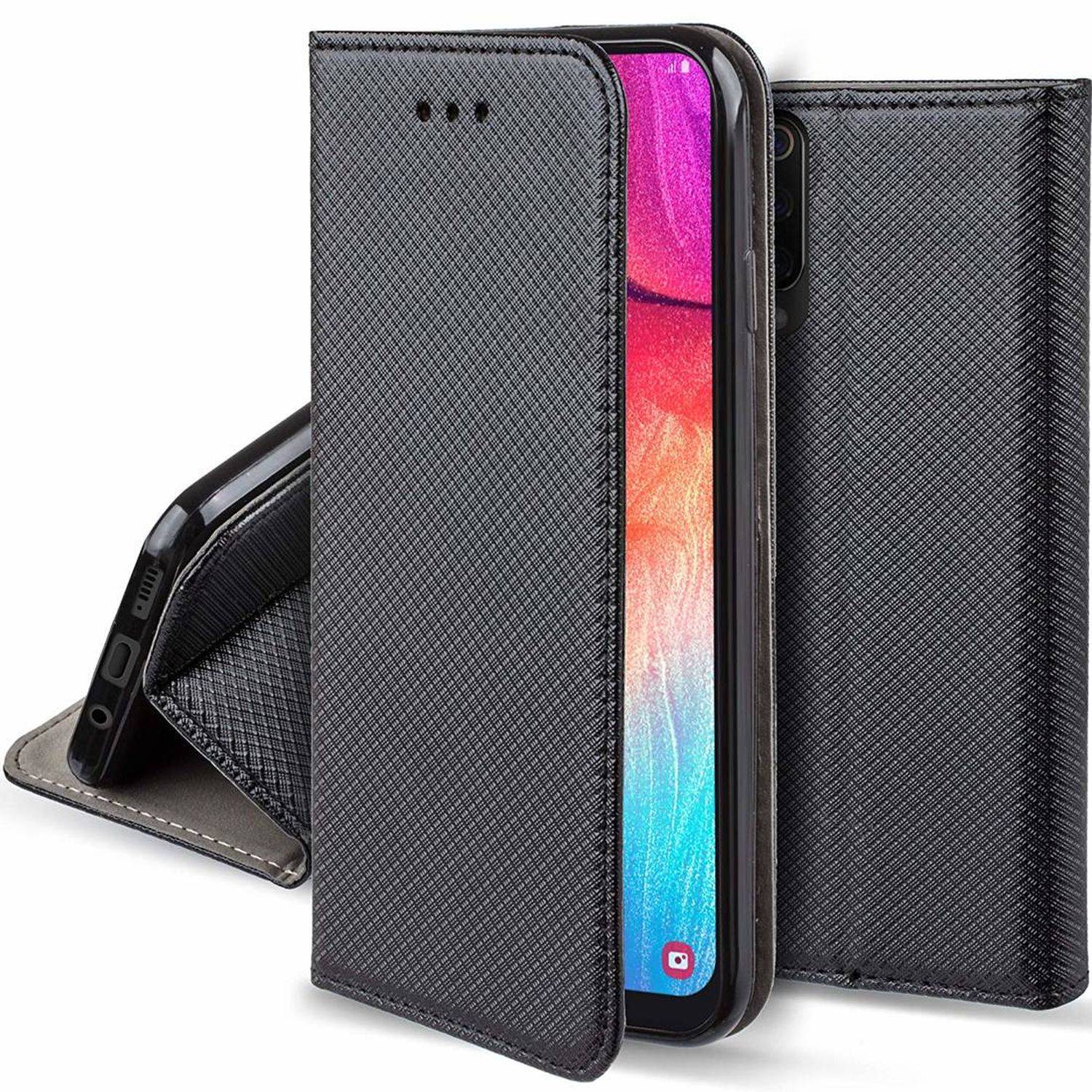 Buch Tasche "Smart" kompatibel mit Samsung Galaxy M13 4G Handy Hülle Schutzhülle mit Standfunktion, Kartenfach Schwarz