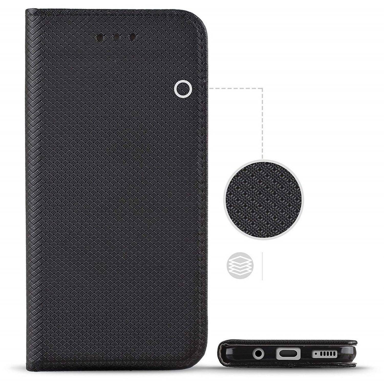 Buch Tasche "Smart" kompatibel mit Samsung Galaxy M13 4G Handy Hülle Schutzhülle mit Standfunktion, Kartenfach Schwarz