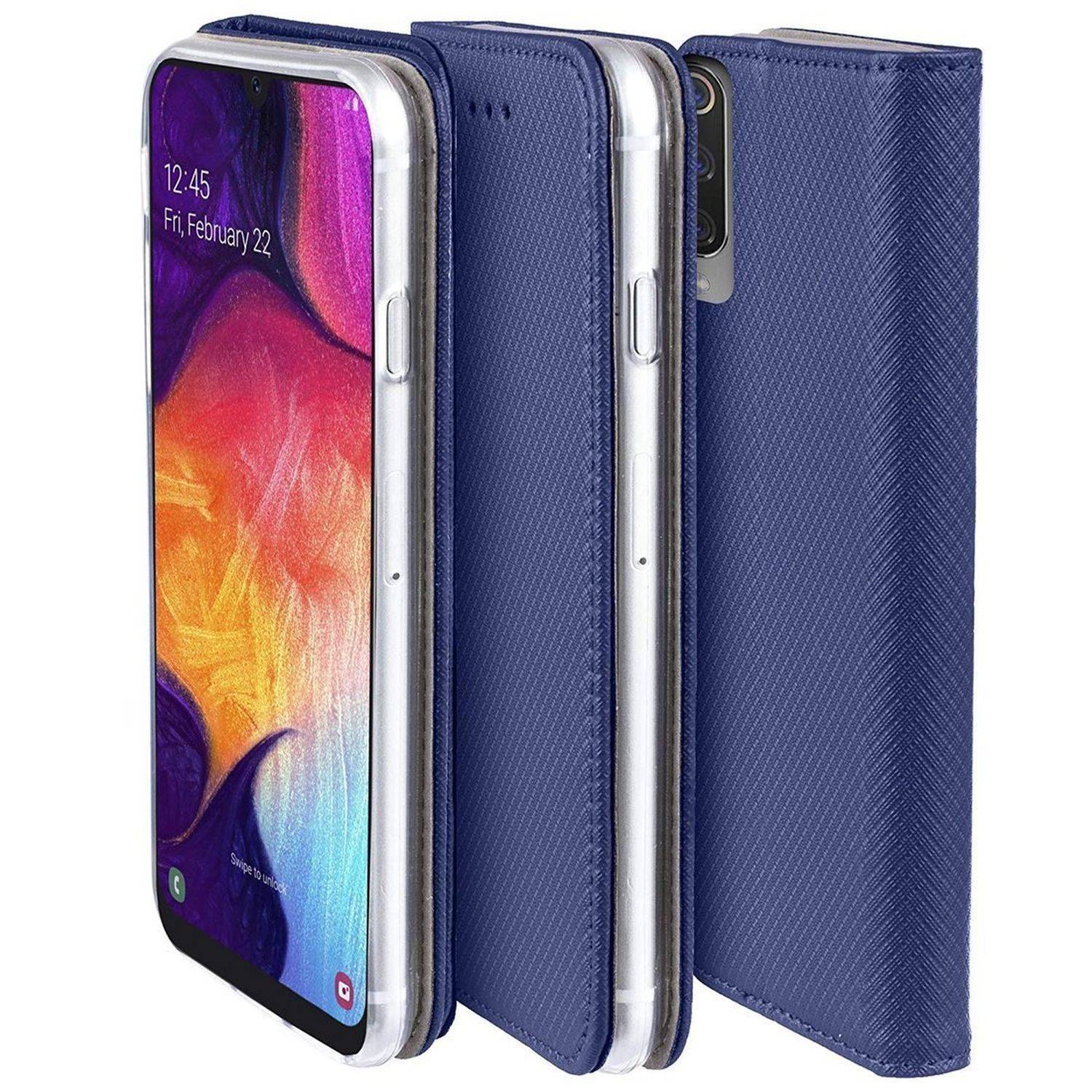 Buch Tasche "Smart" kompatibel mit Samsung Galaxy Xcover 6 Pro Handy Hülle mit Standfunktion, Kartenfach Blau