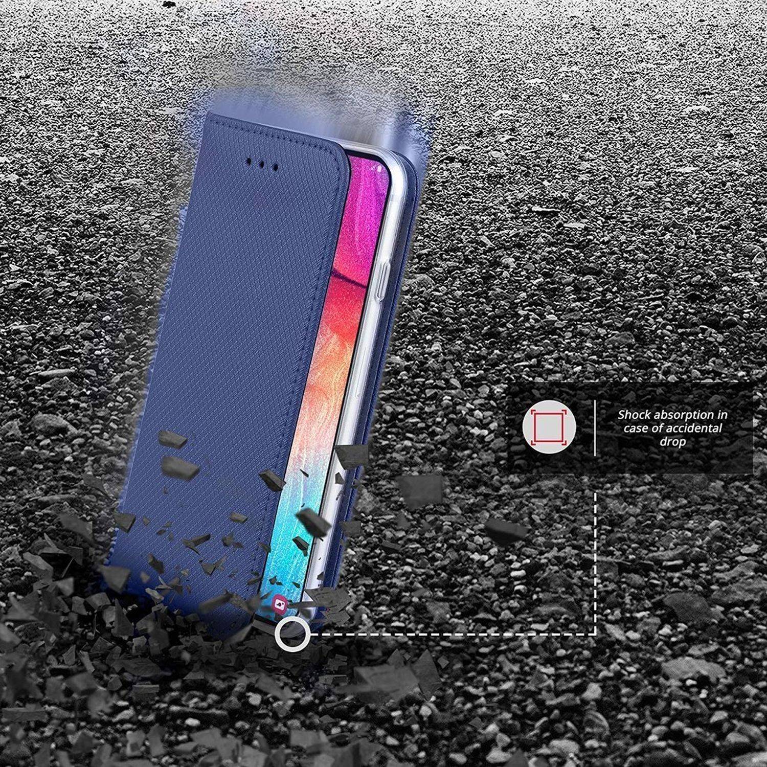 Buch Tasche "Smart" kompatibel mit Samsung Galaxy Xcover 6 Pro Handy Hülle mit Standfunktion, Kartenfach Blau