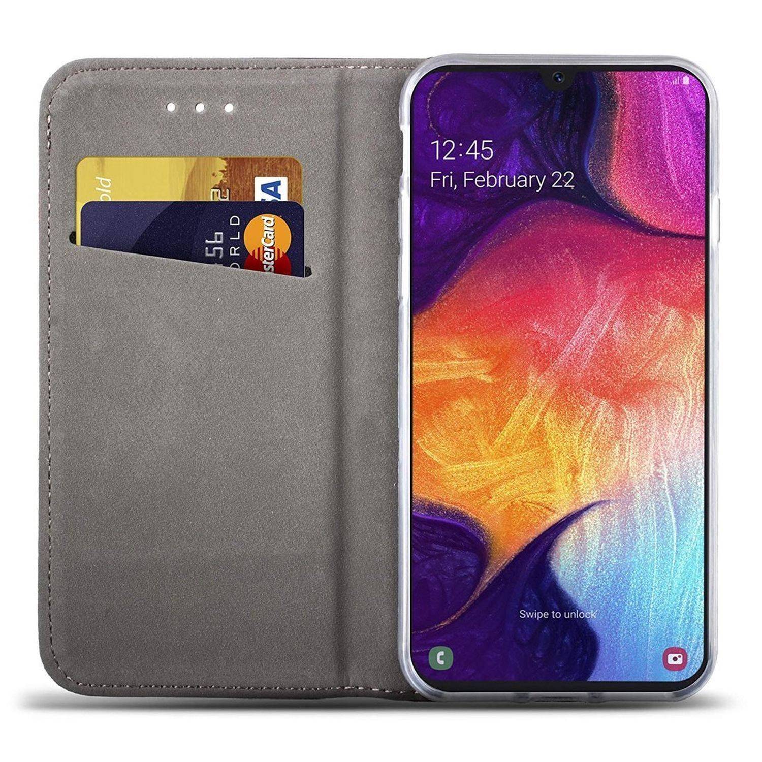 Buch Tasche "Smart" kompatibel mit Samsung Galaxy Xcover 6 Pro Handy Hülle mit Standfunktion, Kartenfach Rot