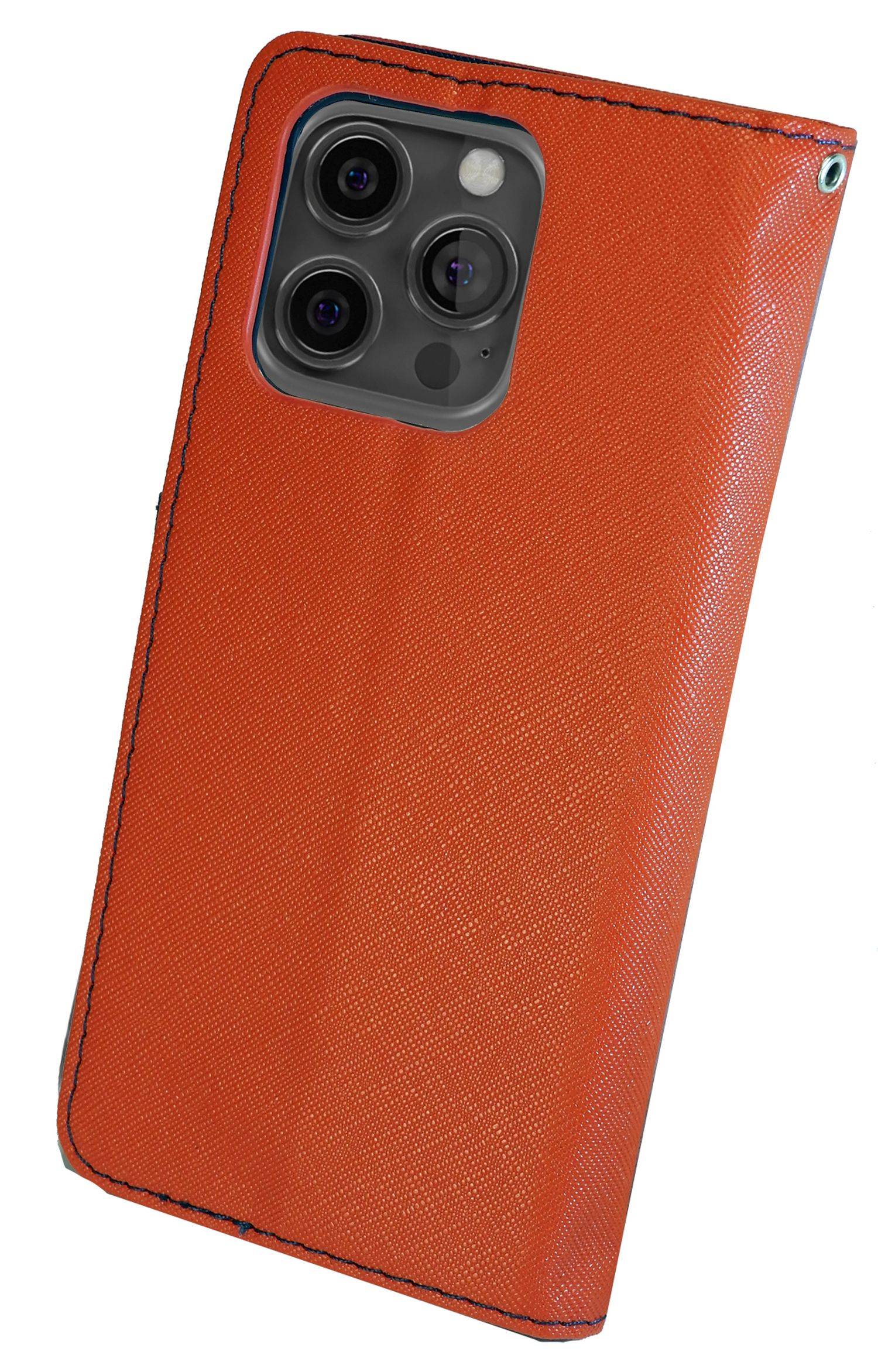 Buch Tasche "Fancy" kompatibel mit iPhone 14 Pro Max Handy Hülle Schutzhülle mit Standfunktion, Kartenfach Rot-Blau