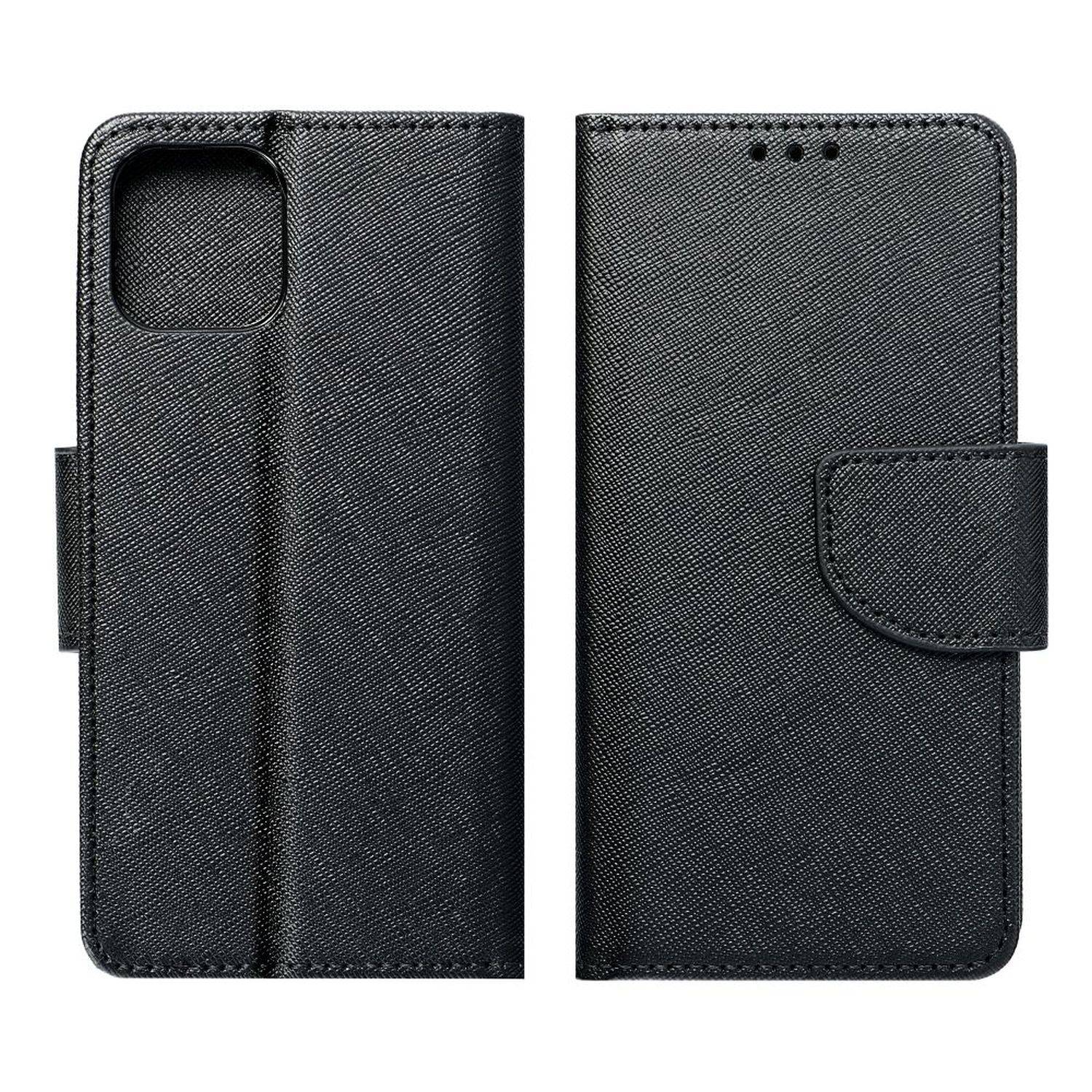 Buch Tasche "Fancy" kompatibel mit SAMSUNG GALAXY A23 Handy Hülle Brieftasche mit Standfunktion, Kartenfach Schwarz