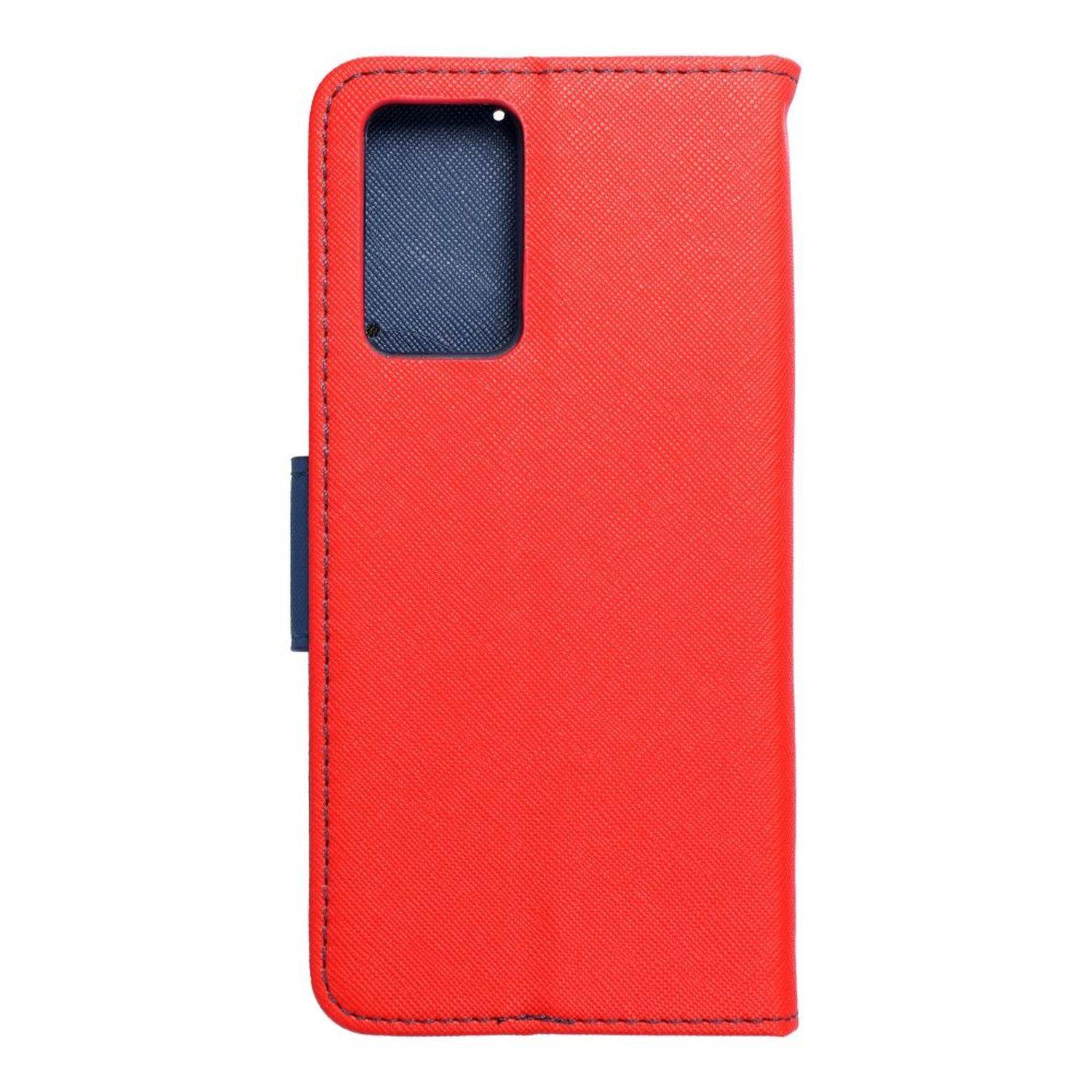 Buch Tasche "Fancy" kompatibel mit SAMSUNG GALAXY A23 Handy Hülle Brieftasche mit Standfunktion, Kartenfach Rot-Blau