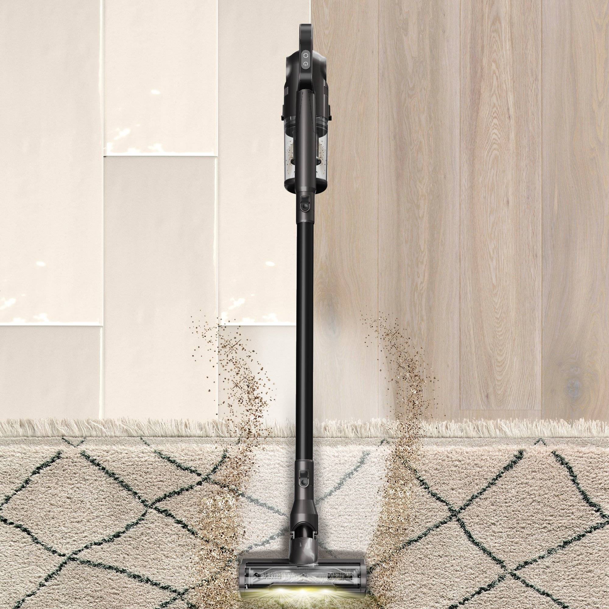 Turbo Tronic Akku-Staubsauger, >10 kpa, 35 Min. Laufzeit, ultra-Leichtgewicht, kabellos, beuttellos, Handstaubsauger mit Halterung und LED-Licht