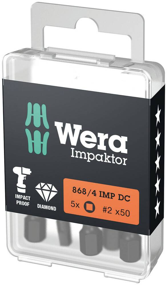 868/4 IMP DC DIY Impaktor Innenvierkant Bits, # 2 x 50 mm, 5-teilig