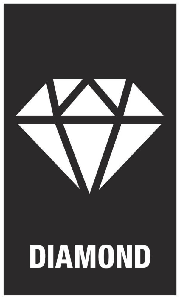 Ein weißes, stilisiertes Diamantform auf schwarzem Hintergrund, ähnlich dem Logo der Ruby-Programmiersprache.