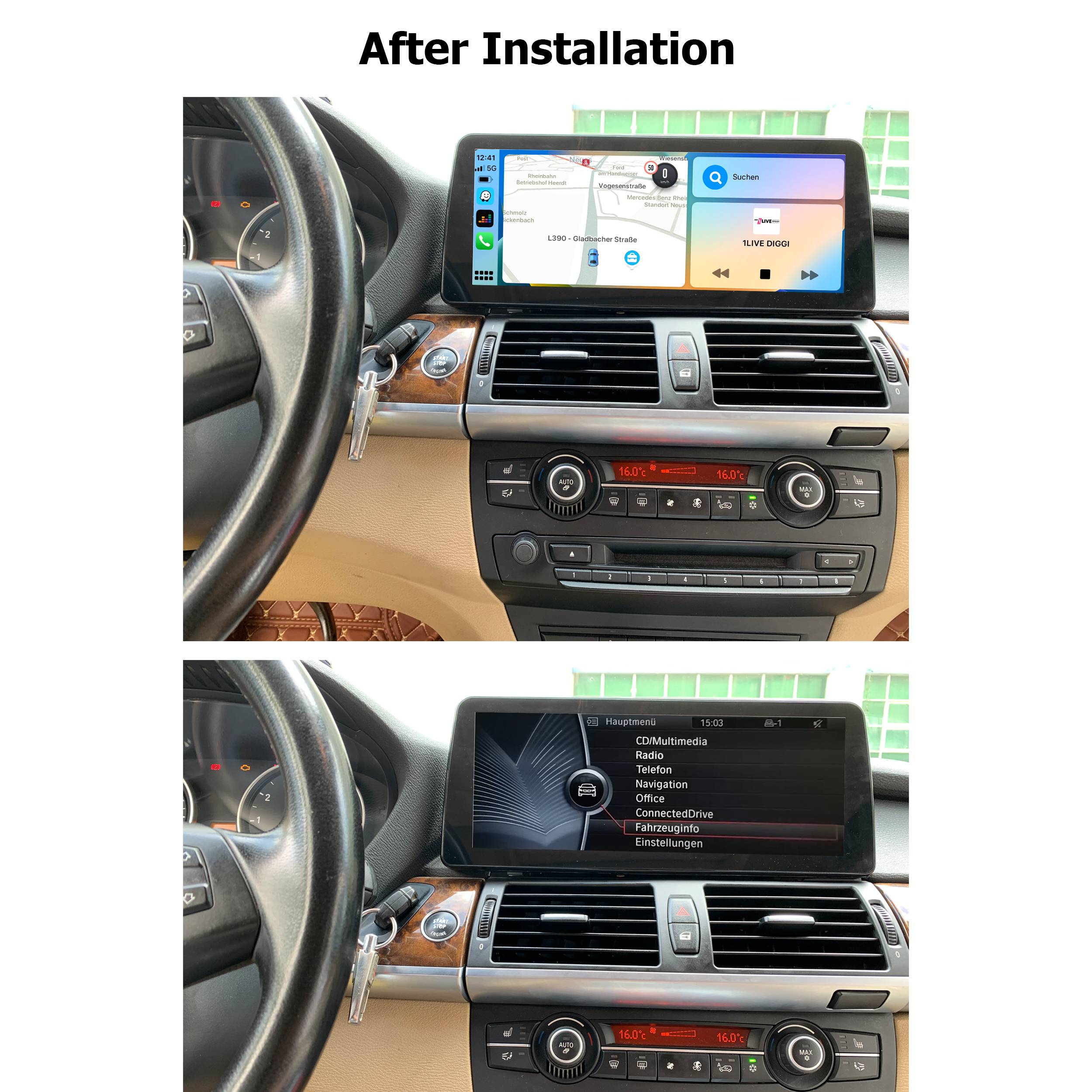 Für BMW X5 X6 E70 E71 CIC 12" Touchscreen Android USB GPS Navigation Carplay