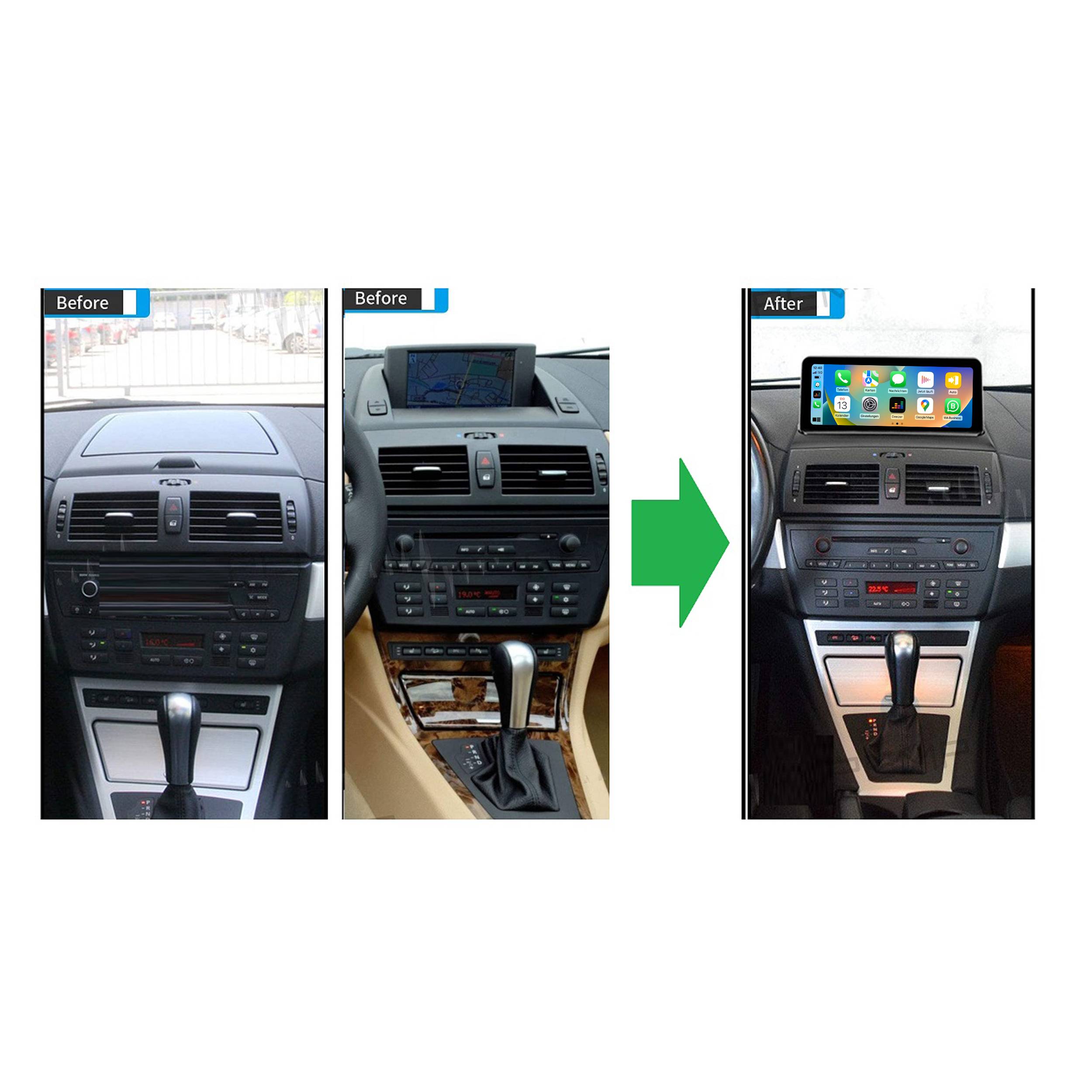 Für BMW X3 E83 + I-DRIVE 10.25 "Touchscreen Android GPS Navigation CarPlay