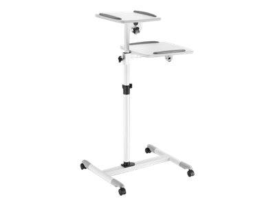 Manhattan Mobile Cart for Projectors and Laptops, Two Trays for Devices up to 10kg, Trays Tilt and Swivel, Height Adjust