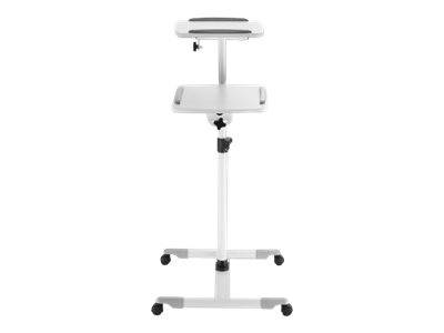 Manhattan Mobile Cart for Projectors and Laptops, Two Trays for Devices up to 10kg, Trays Tilt and Swivel, Height Adjust