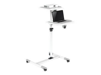 Manhattan Mobile Cart for Projectors and Laptops, Two Trays for Devices up to 10kg, Trays Tilt and Swivel, Height Adjust