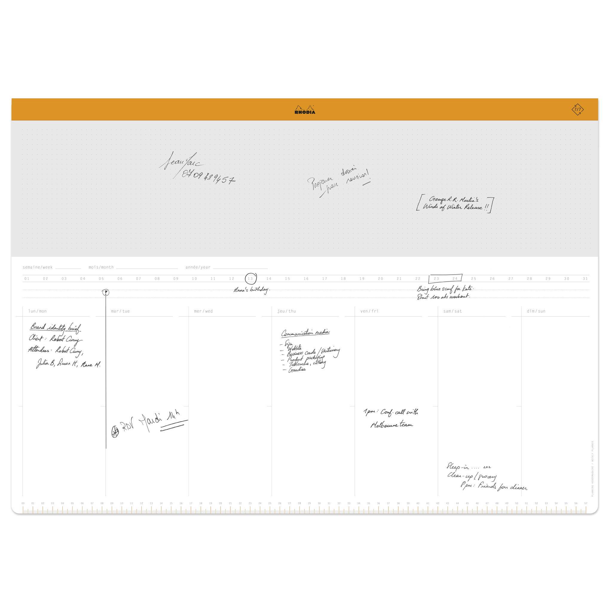 Rhodia Schreibunterlage A2 mit Wochenkalender Leinenrücken 30 Blatt - 194042C