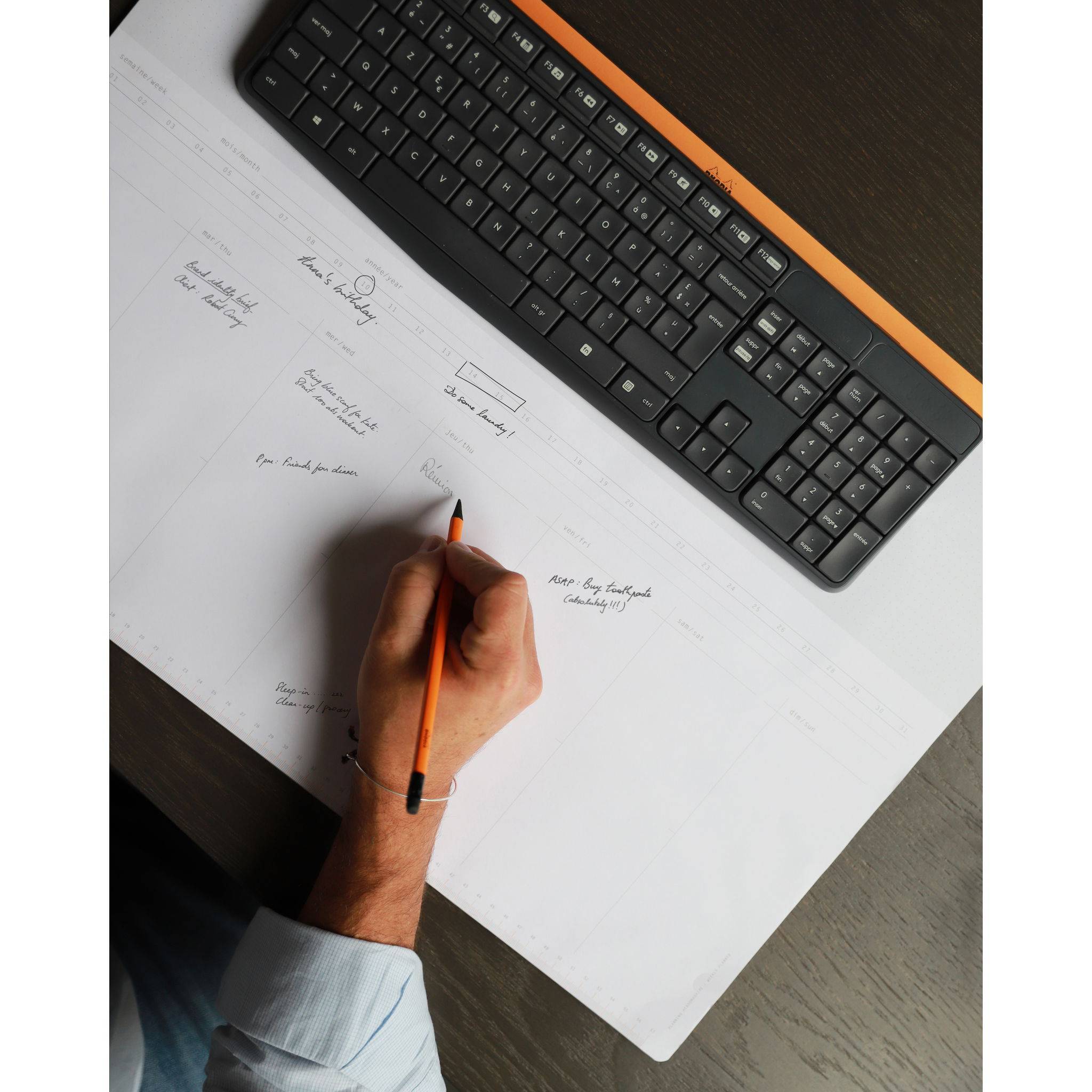 Rhodia Schreibunterlage A2 mit Wochenkalender Leinenrücken 30 Blatt - 194042C