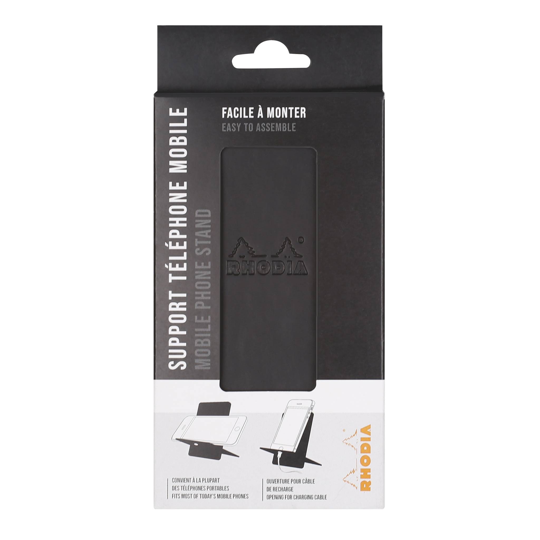 Rhodia Handyhalter italienischem Kunstleder 13x8x8,5 cm Schwarz 194409C