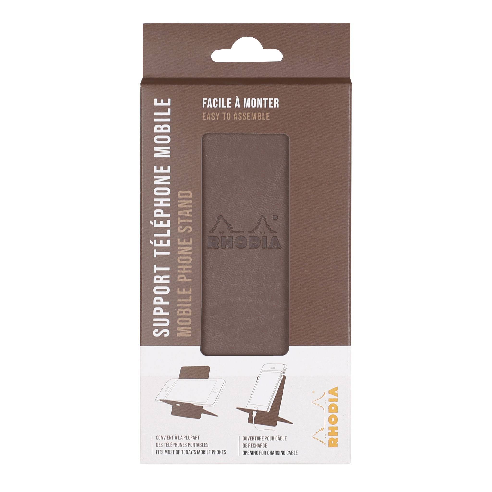 Rhodia Handyhalter italienischem Kunstleder 13x8x8,5 cm Schokoladenbraun 194410C