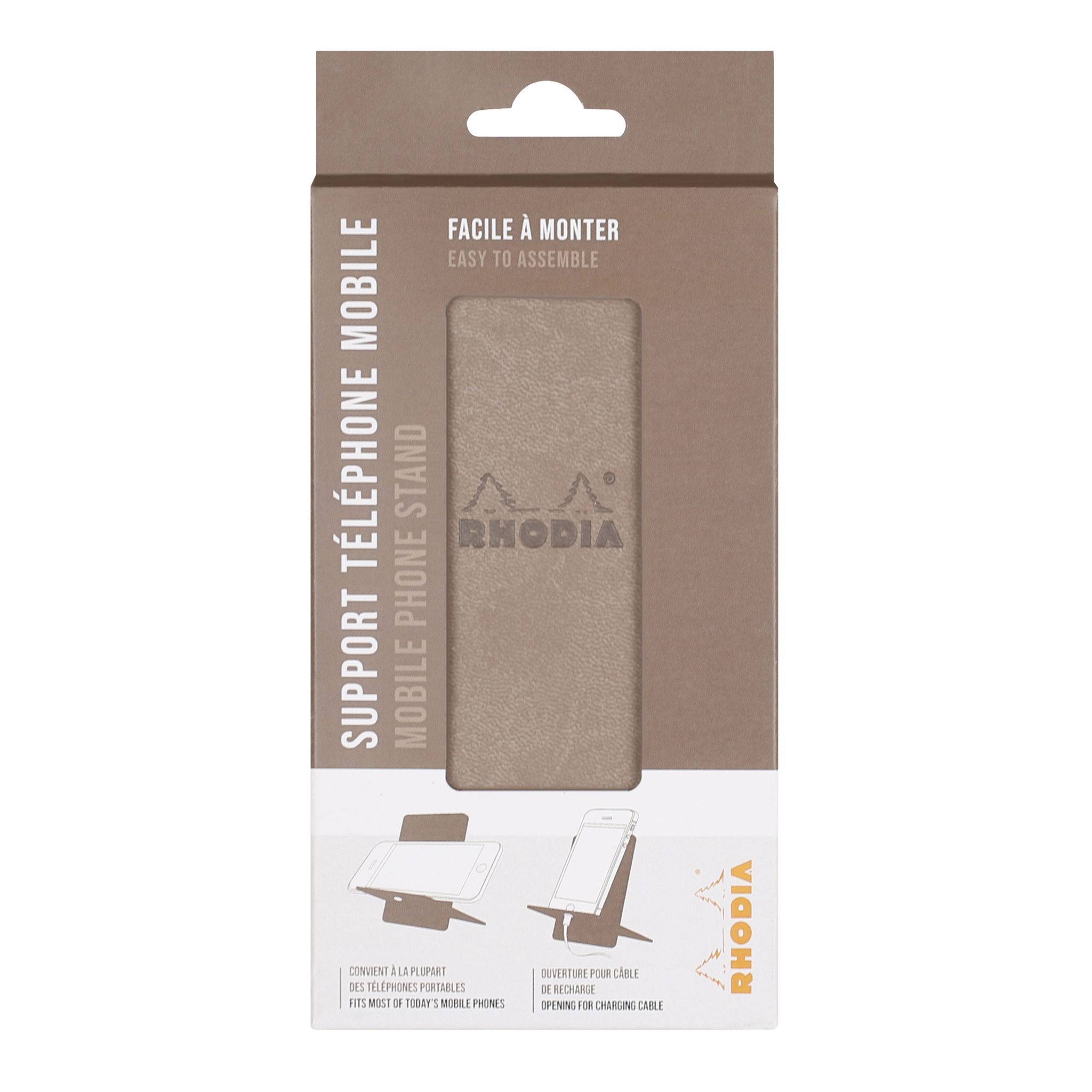 Rhodia Handyhalter italienischem Kunstleder 13x8x8,5 cm Taupe 194411C