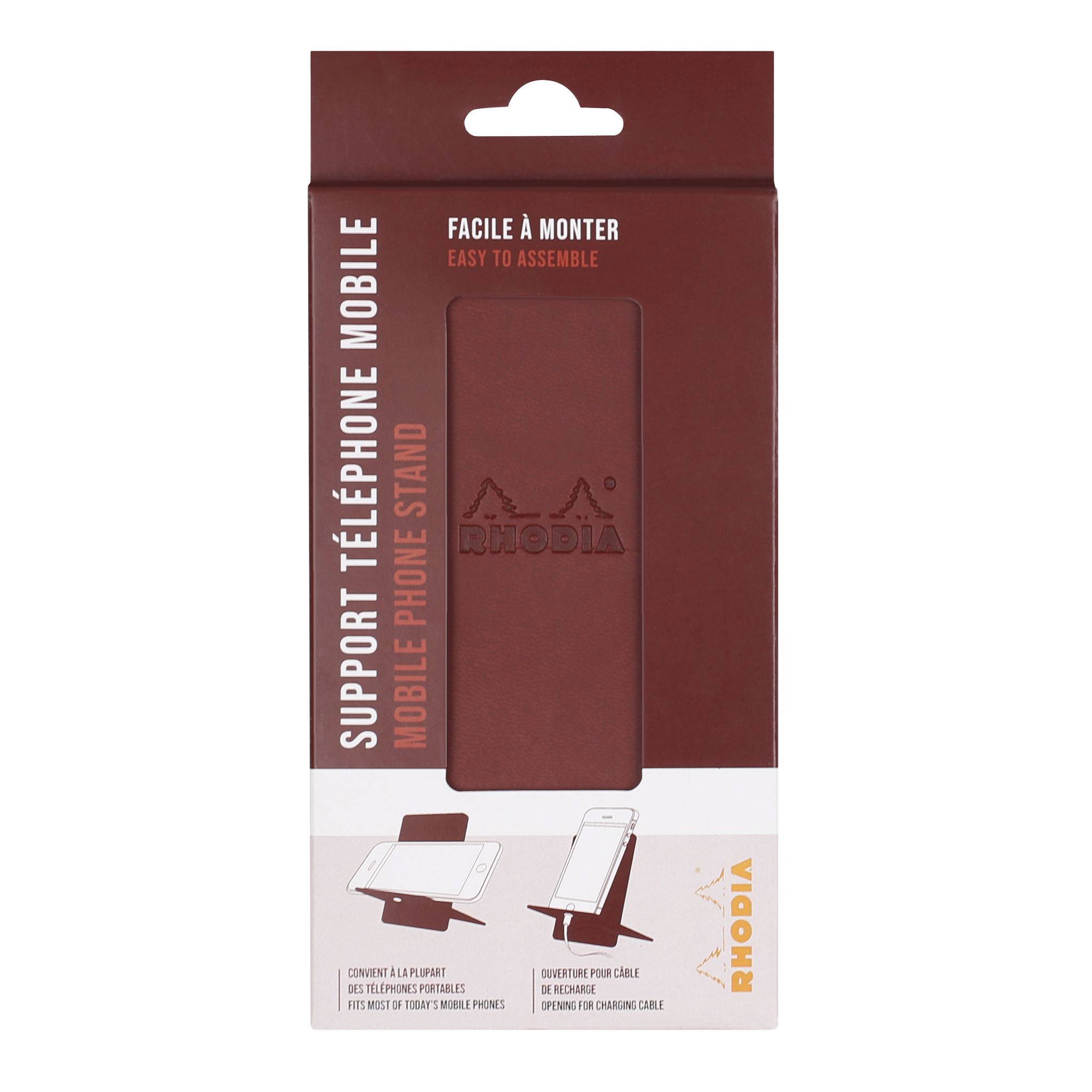 Rhodia Handyhalter italienischem Kunstleder 13x8x8,5 cm Weinrot 194413C