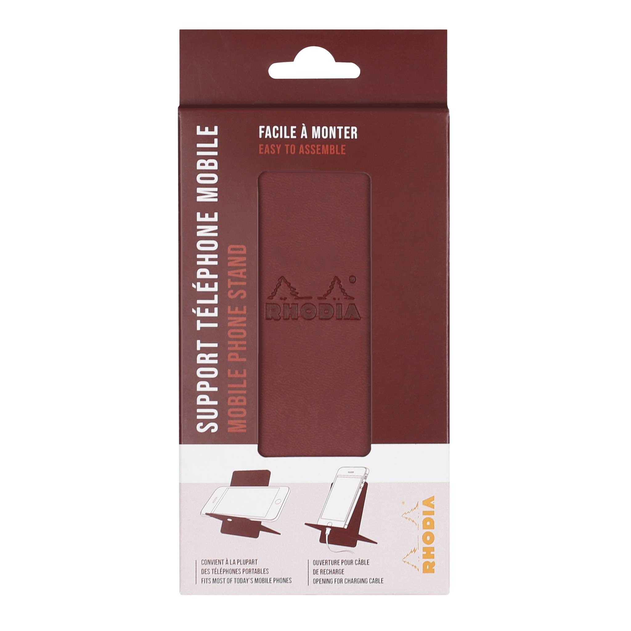 Rhodia Handyhalter italienischem Kunstleder 13x8x8,5 cm Weinrot 194413C