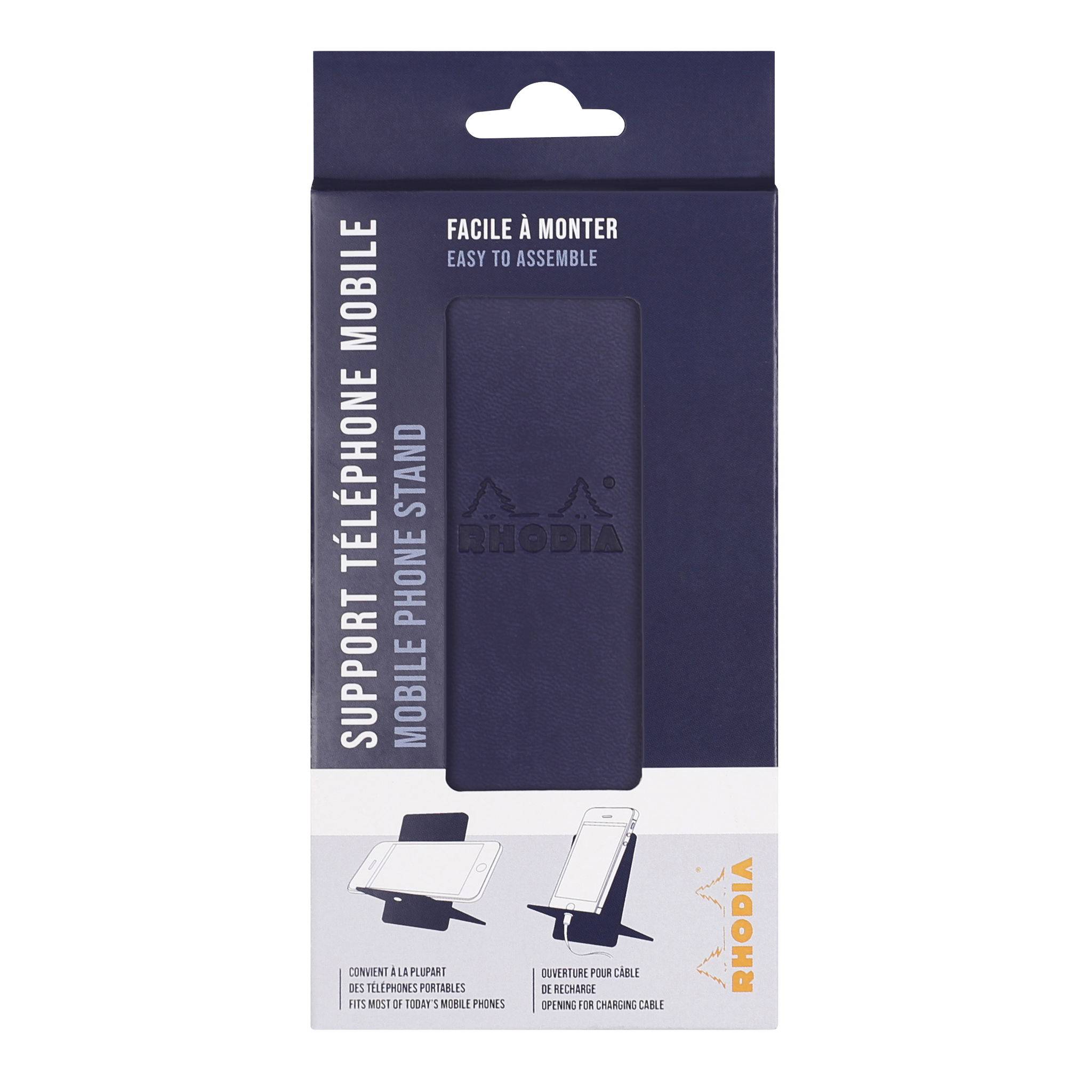 Rhodia Handyhalter italienischem Kunstleder 13x8x8,5 cm Mitternachtsblau 194423C