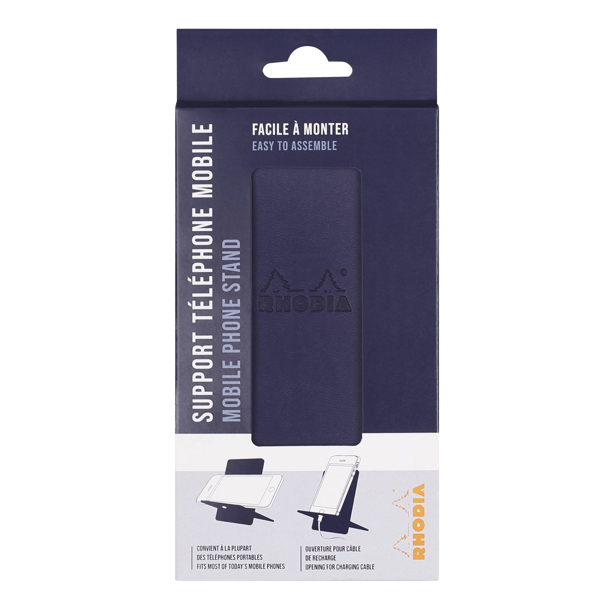 Rhodia Handyhalter italienischem Kunstleder 13x8x8,5 cm Mitternachtsblau 194423C