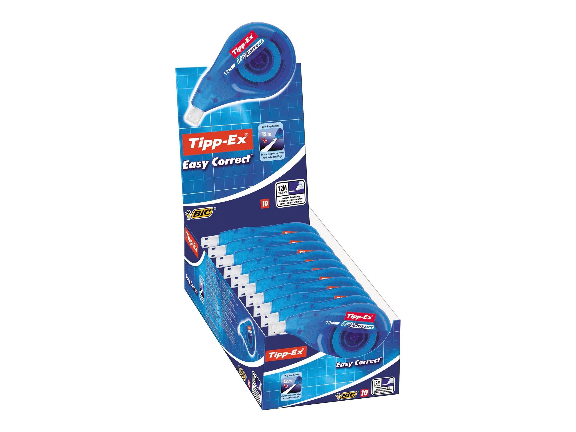 BIC Tipp-Ex Easy Correct - Korrekturrolle - 4.2 mm x 12 m - halbdurchsichtig - Polyester (Packung mit 10)