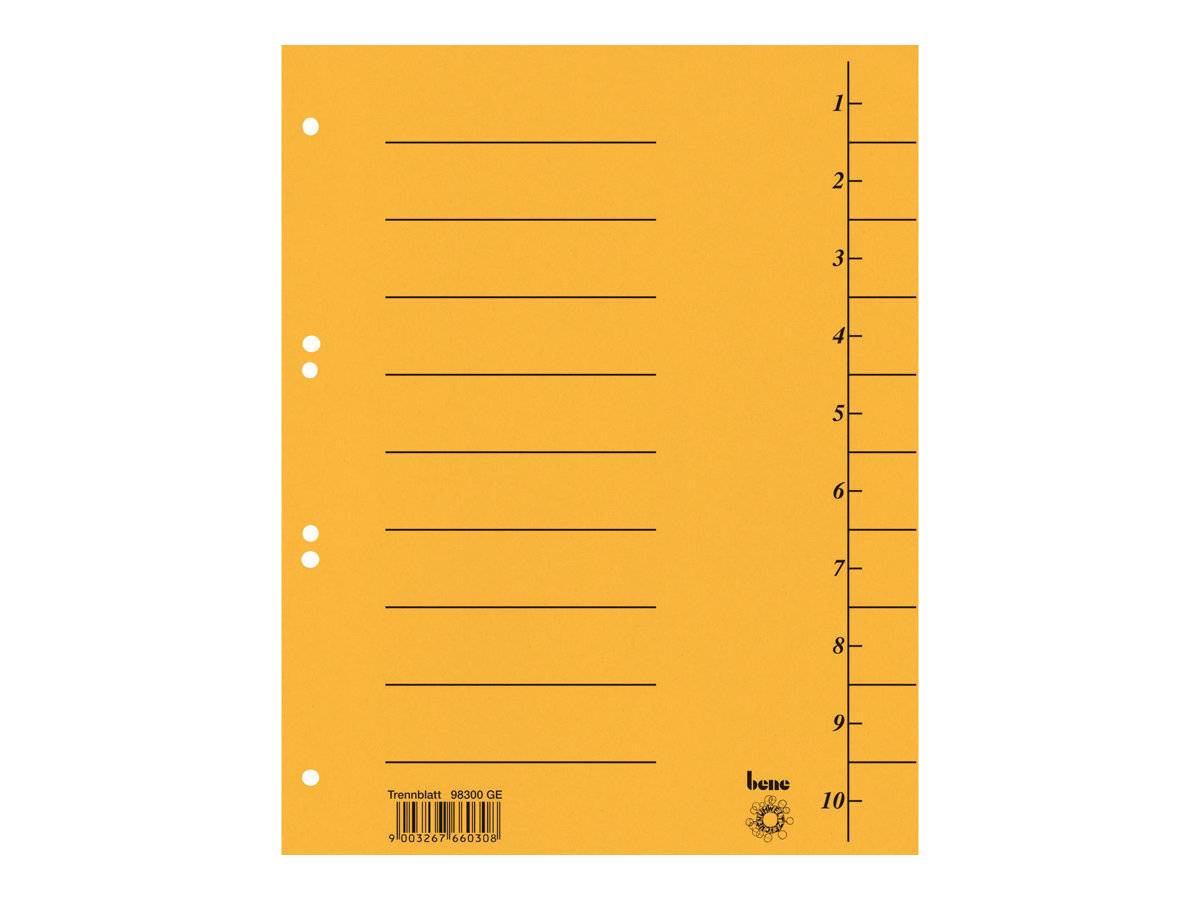 ESSELTE LEITZ - bene - Trennelement - für A4 - mit Register - Gelb (Packung mit 50)