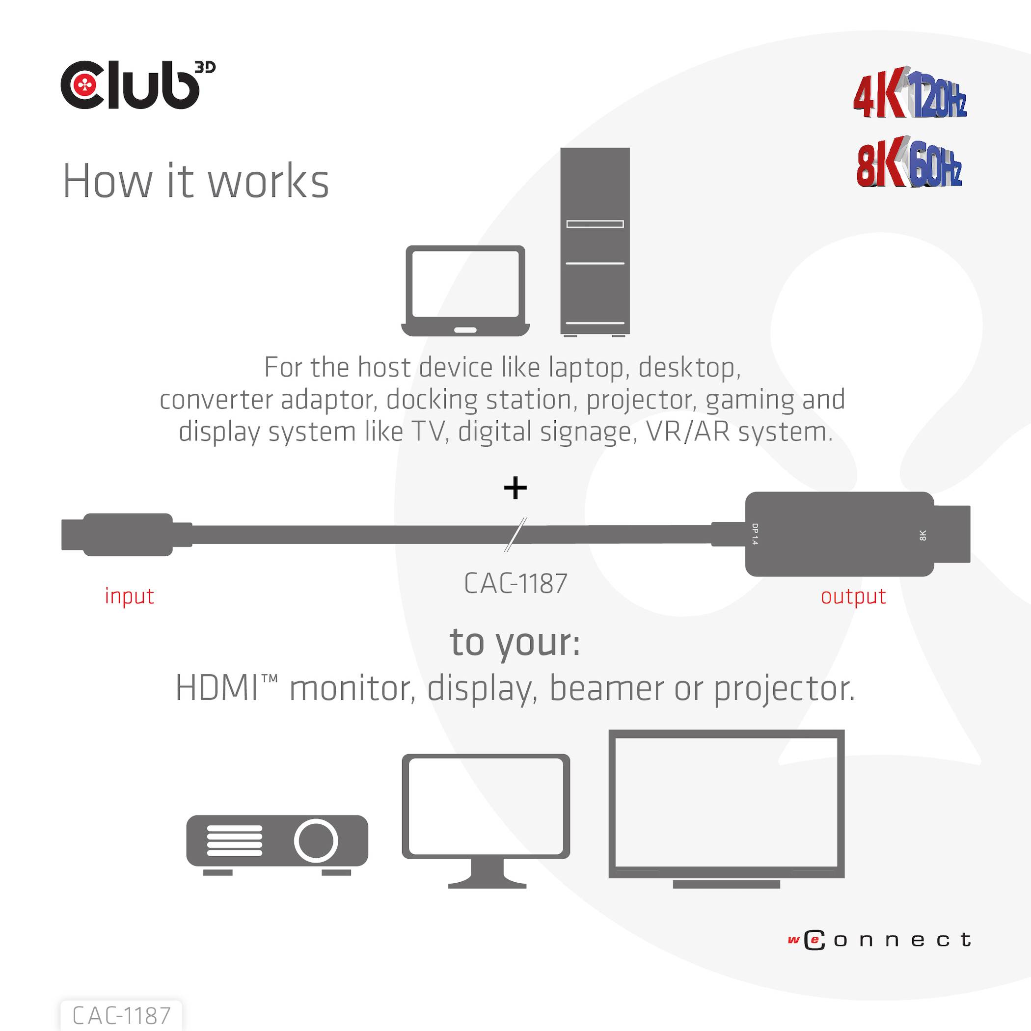 Club 3D CAC-1187 - Adapterkabel - Mini DisplayPort männlich zu HDMI männlich - 1.8 m - unterstützt 8K 60 Hz (7680 x 4320)