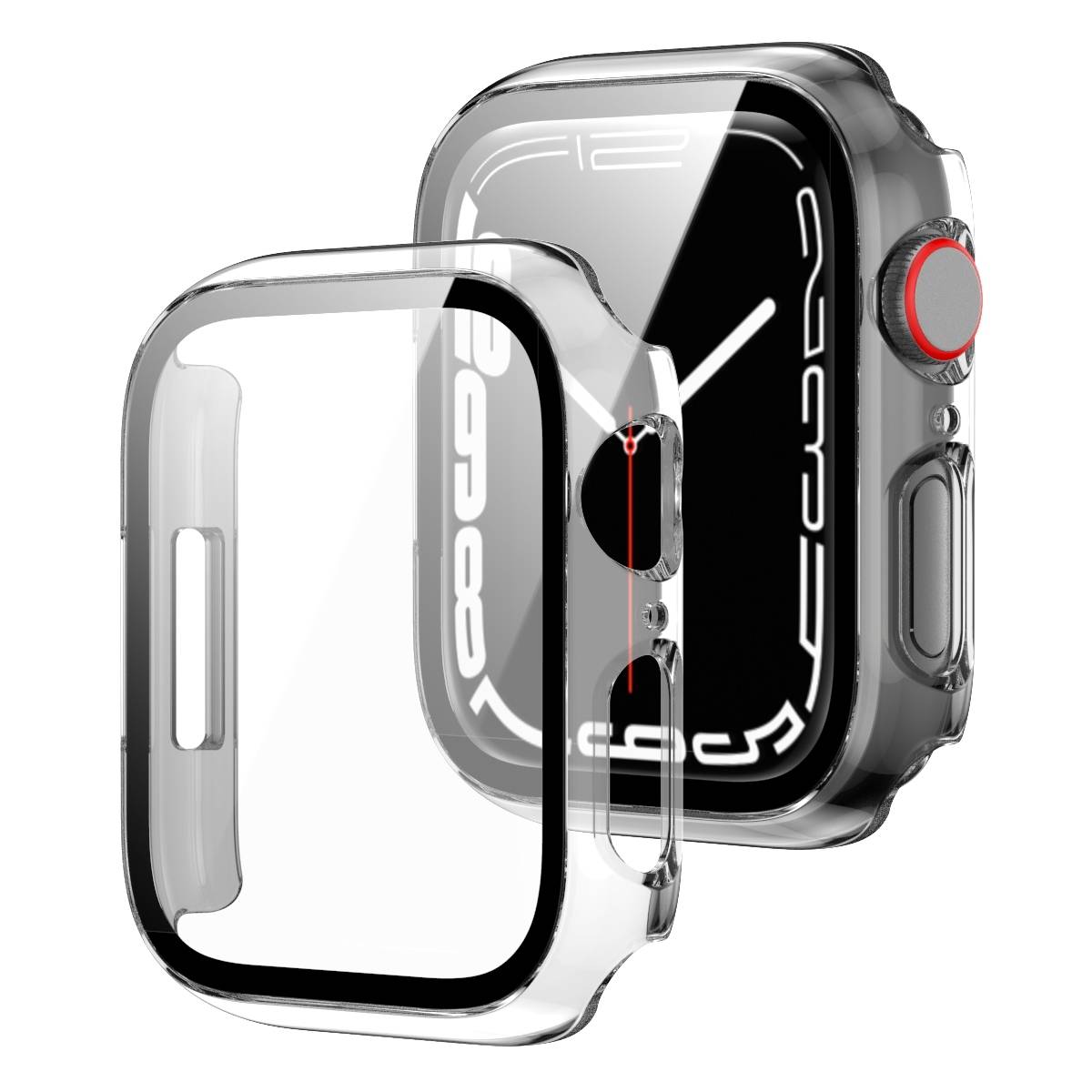 Für Apple Watch 9 8 7 41mm 2 in 1 Schock TPU Silikon Hülle + Hart Glas