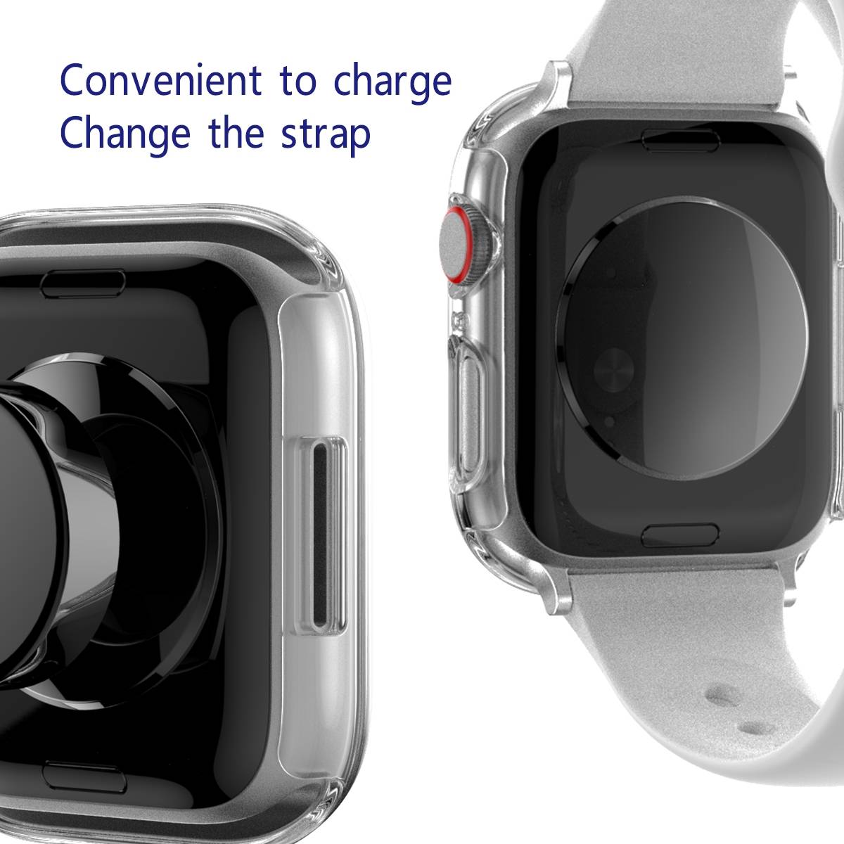 Für Apple Watch 9 8 7 41mm 2 in 1 Schock TPU Silikon Hülle + Hart Glas