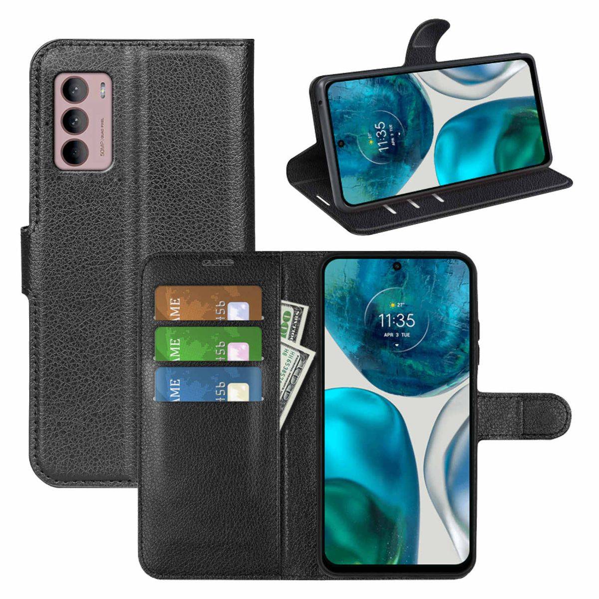 Für Motorola Moto G42 Handy Tasche Wallet Premium Schutz Hülle Case Cover Etuis Neu Zubehör Schwarz