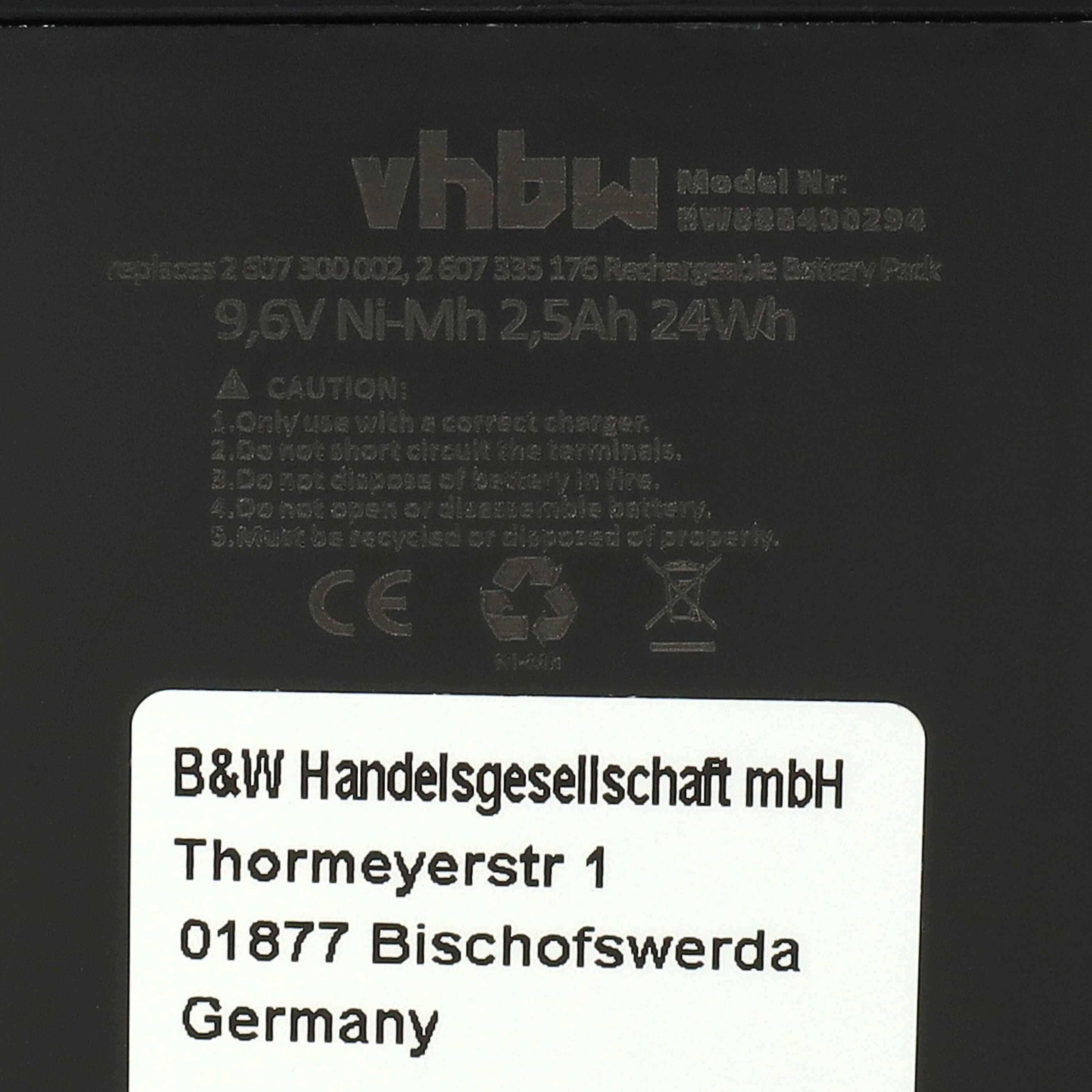 vhbw 1x Akku kompatibel mit Bosch PSR-Serie 1. Generation Werkzeug (2500 mAh, NiMH, 9,6 V)