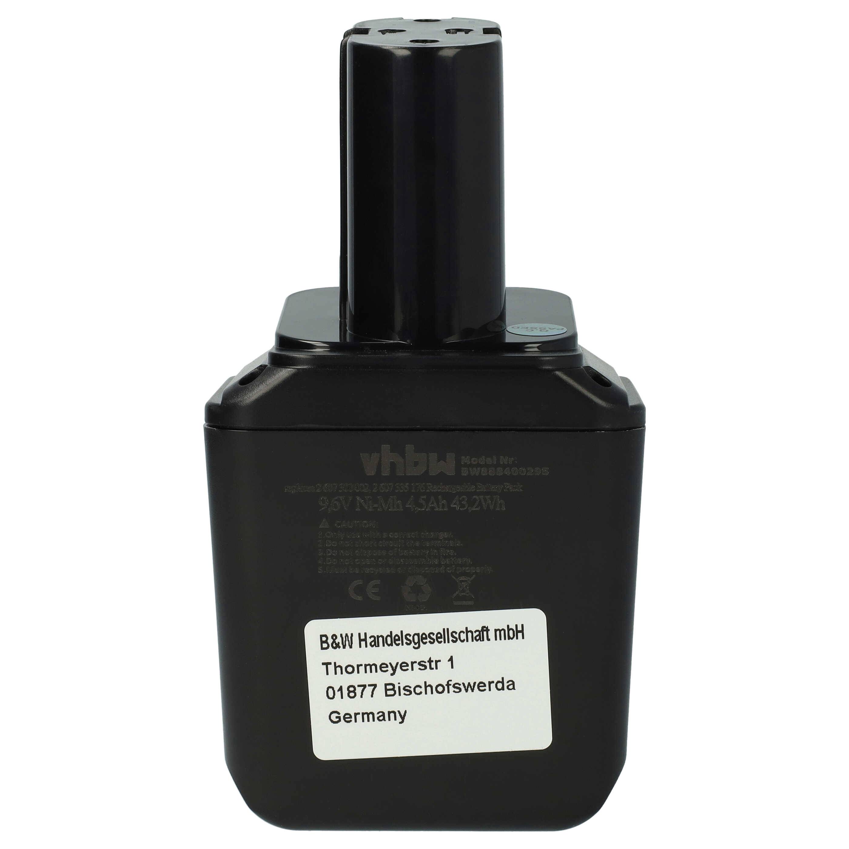 EXTENSILO Akku Ersatz für Bosch 3607300501, 3 607 300 501, 3 607 300 500, 3607300502 für Werkzeug (4500 mAh, NiMH, 9,6 V)