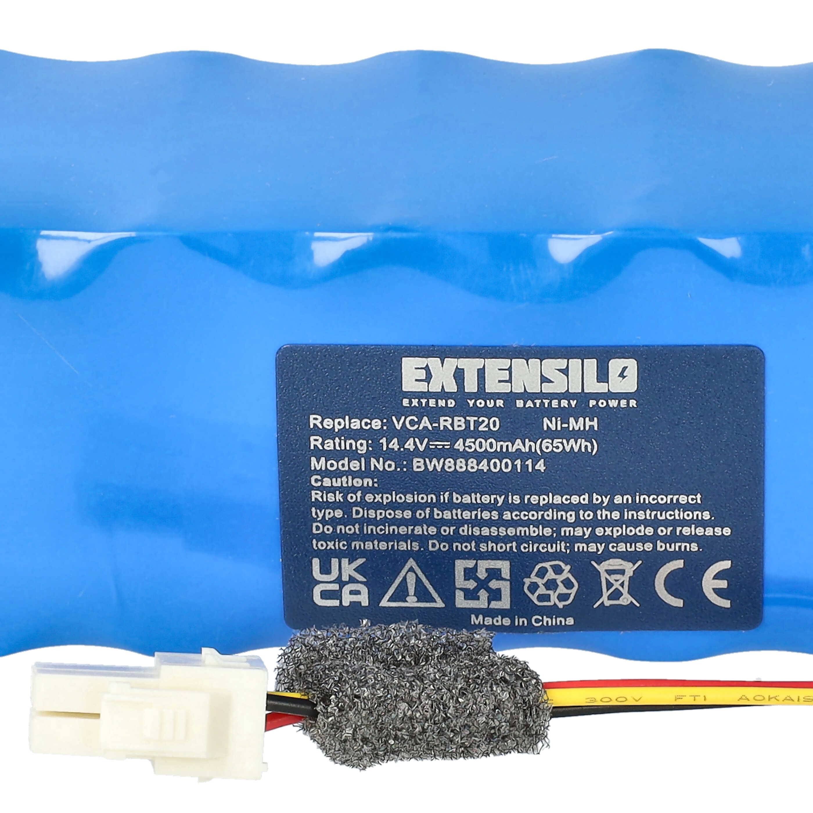 EXTENSILO 1x Akku kompatibel mit Samsung Navibot Airfresh SR8F30, SR8F31, SR8F40, SR8F51 Staubsauger (4500 mAh, 14,4 V, NiMH)