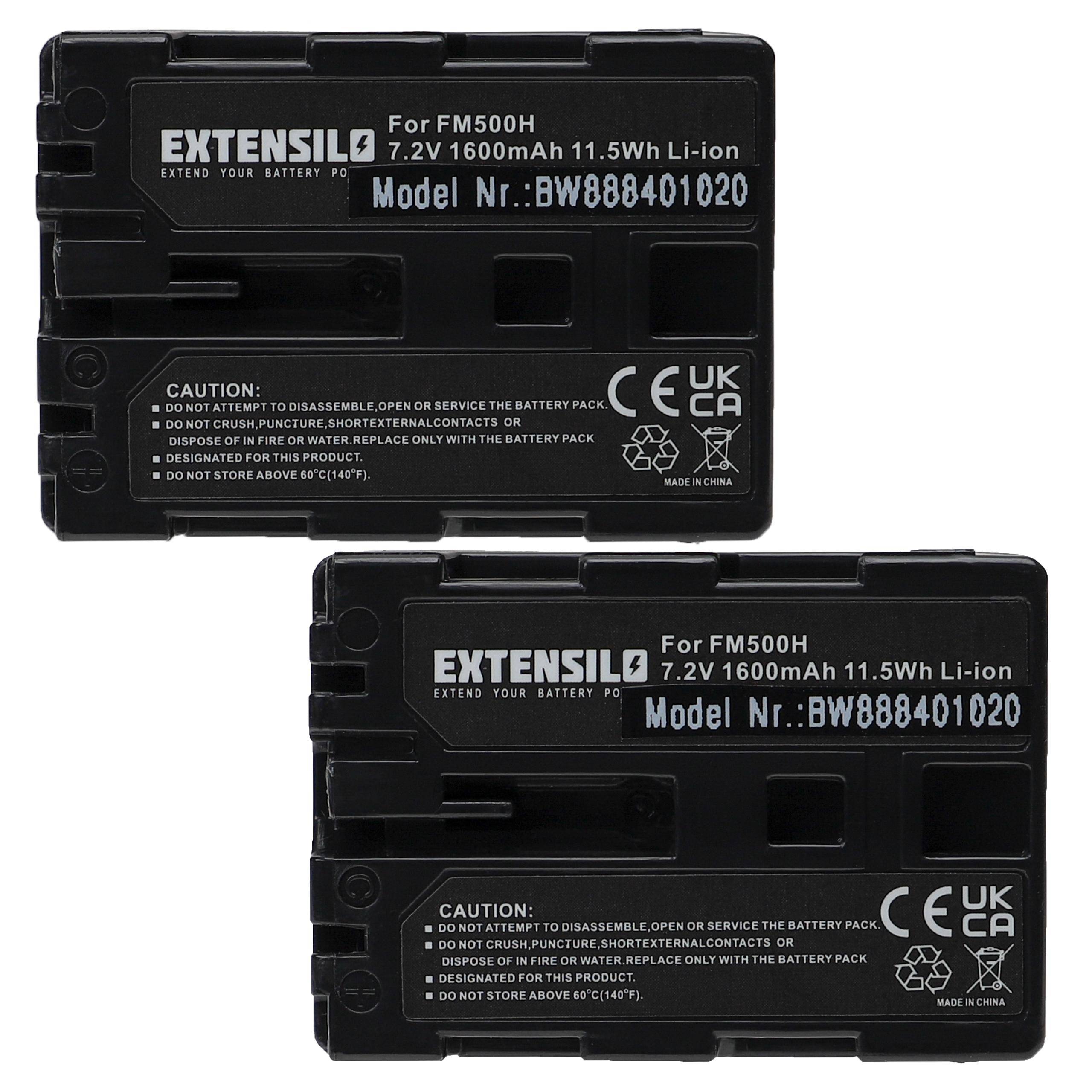 EXTENSILO 2x Akku kompatibel mit Sony Alpha A300X, A350K, A350H, A500, A350X, A300K, A200W, A350, A300 Kamera (1600 mAh, 7,2 V, Li-Ion)