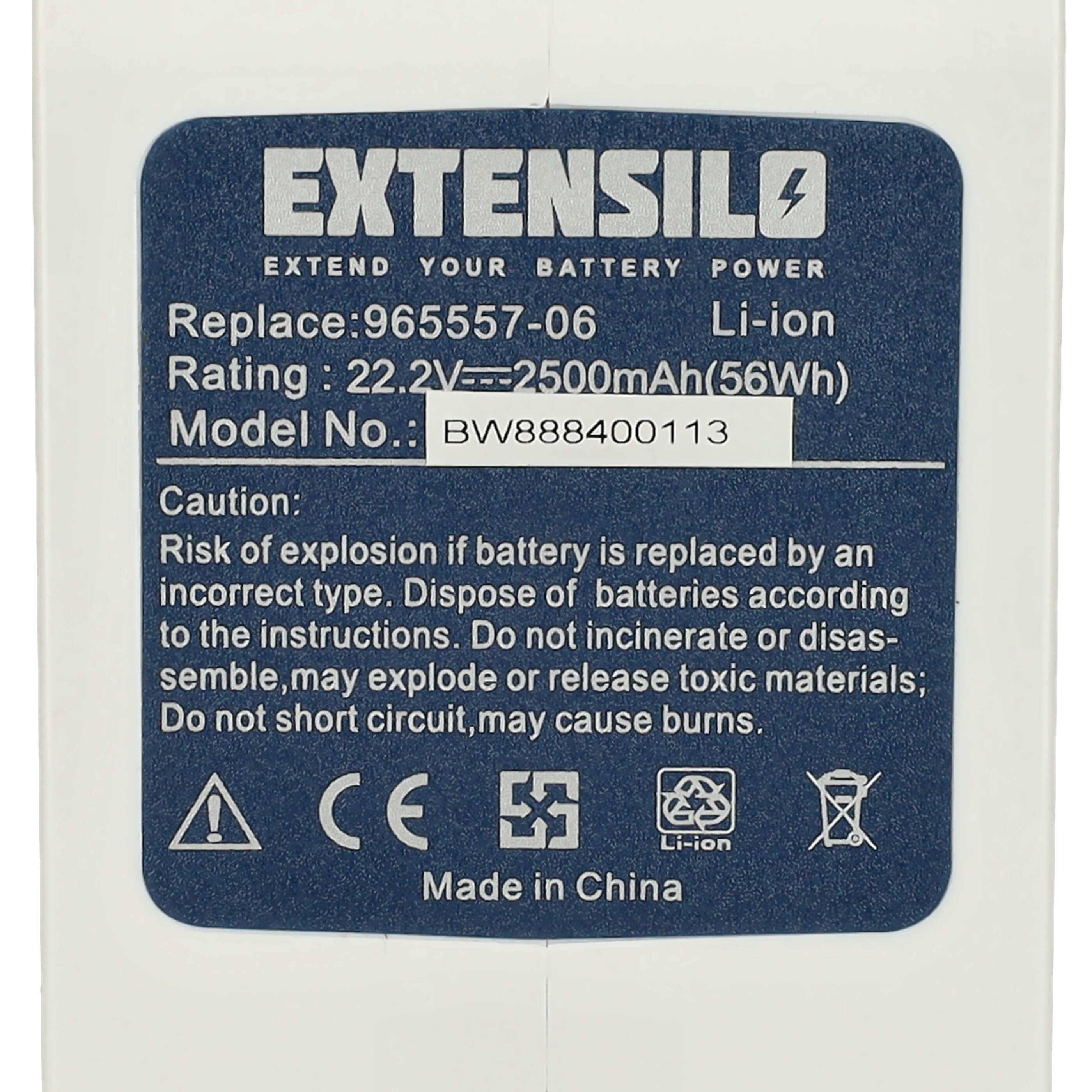 EXTENSILO Akku kompatibel mit Dyson DC43h Animal Pro, DC35 Multi Floor, DC43 Staubsauger - Typ B Weiß (2500 mAh, 22,2 V, Li-Ion)