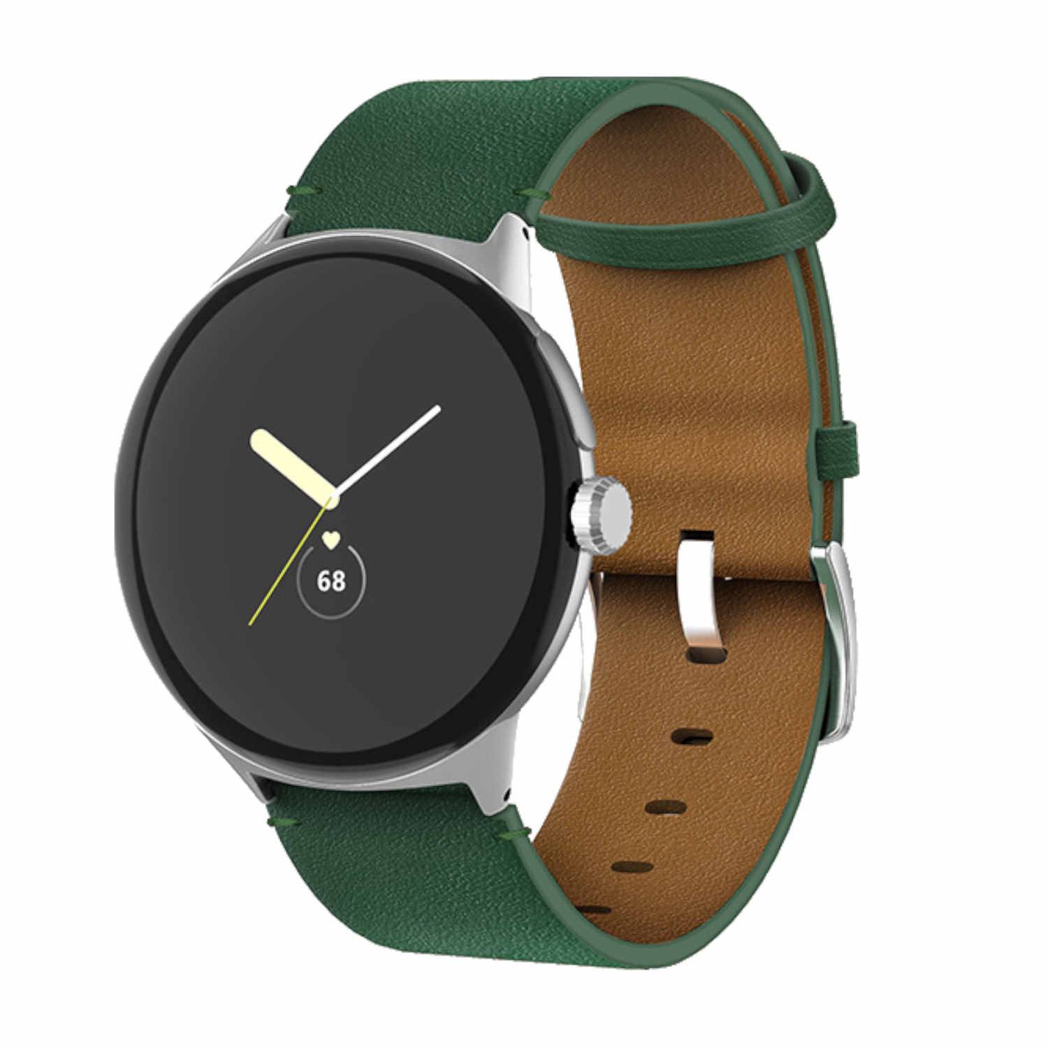 Für Google Pixel Watch 3 41mm / 2 / 1 Echt Leder Arm Band Design Grün