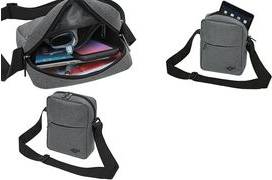 WEDO Umhängetasche Little Messenger Bag COLLEGE, graumeliert aus Polyester, Leinenoptik, kleine Messengertasche, 2 Reiß
