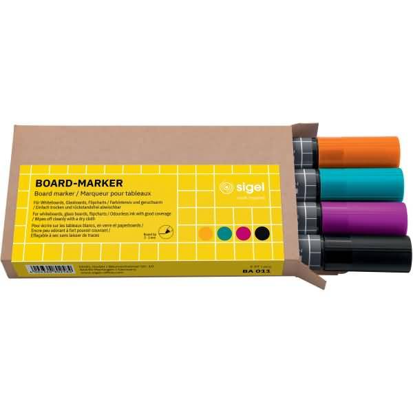 Board-Marker Rundspitze 2-3mm Tinte schwarz/türkis/magenta/orange 4 Stück