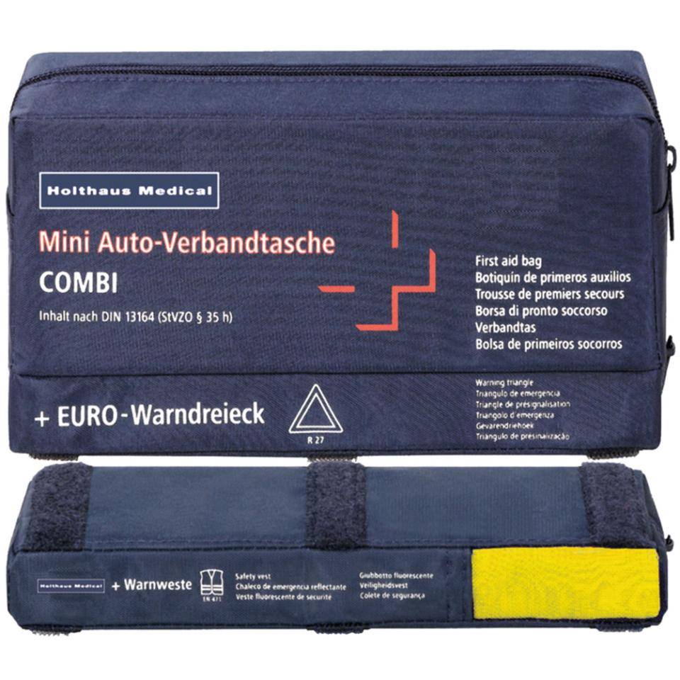 Holthaus Medical KFZ-Verbandtasche Mini COMBI, DIN, Weste/Warndreieck, 22x8, 5x39cm