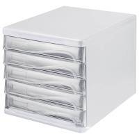 helit Schubladenbox transparent DIN A4 mit 5 Schubladen (H6129902)