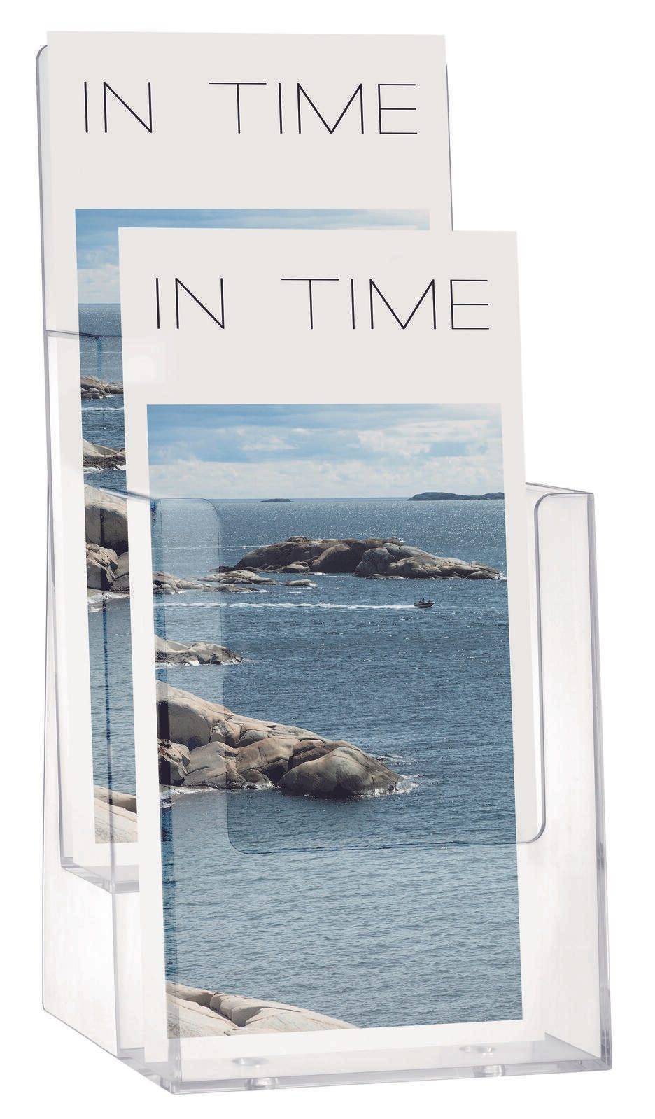 Helit 2 Tischprospekthalter transparent 1/3 DIN A4 2 Fächer