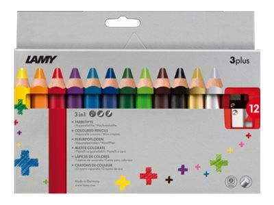 LAMY 3Plus - Farbstift - verschiedene Farben - 10 mm - besonders dick (Packung mit 12)
