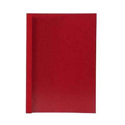 Rote Aktentasche, geschlossen, mit sichtbarem Rücken auf der linken Seite.