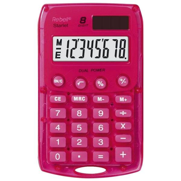 Rosa 8-stelliger Taschenrechner mit Solarpanel und großem Display, das „12345678