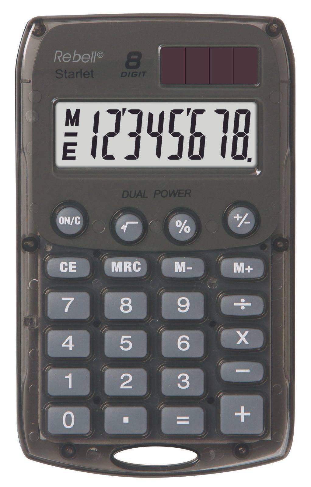 Ein Taschenrechner zeigt die Zahlen 12345678 auf seinem Bildschirm an und verfügt unter verschiedenen Funktionstasten, einschließlich Prozentsätze und Speicher.