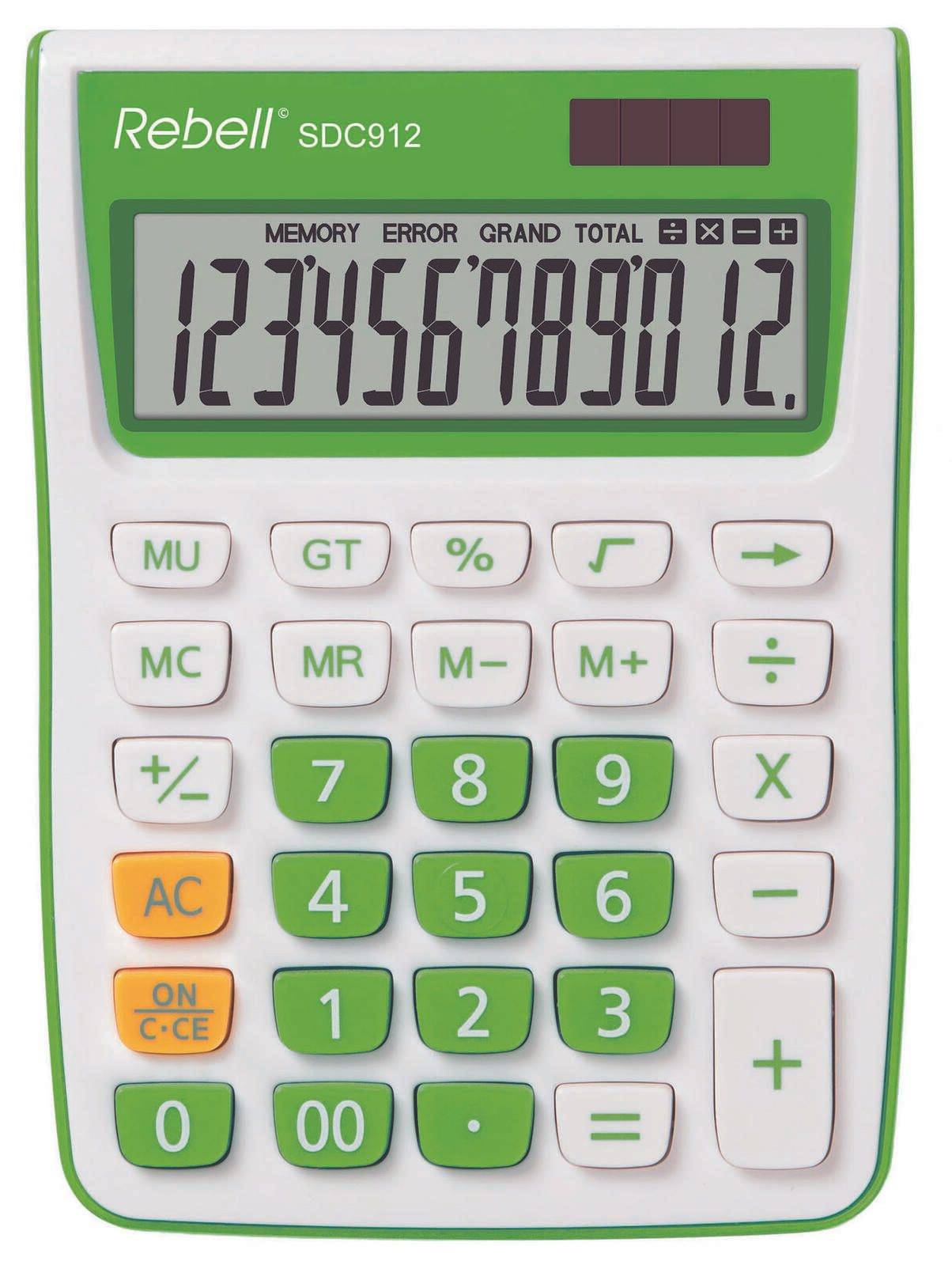 Rebell SDC912 - Desktop - Einfacher Taschenrechner - 12 Ziffern - 1 Zeilen - Batterie/Solar - Grün