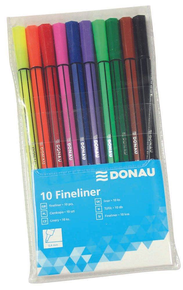 Donau Elektronik 10 DONAU Fineliner farbsortiert 0.4 mm