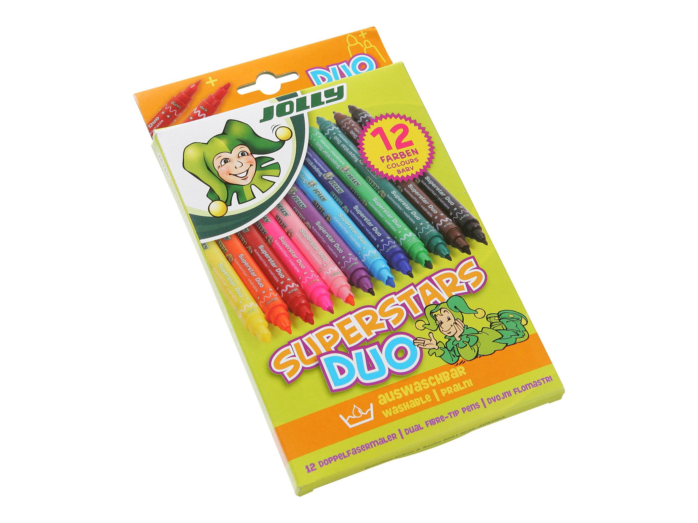 SAX - JOLLY Superstars DUO - Duo-Fasermaler - nicht dauerhaft - gemischte Farben (Packung mit 12)
